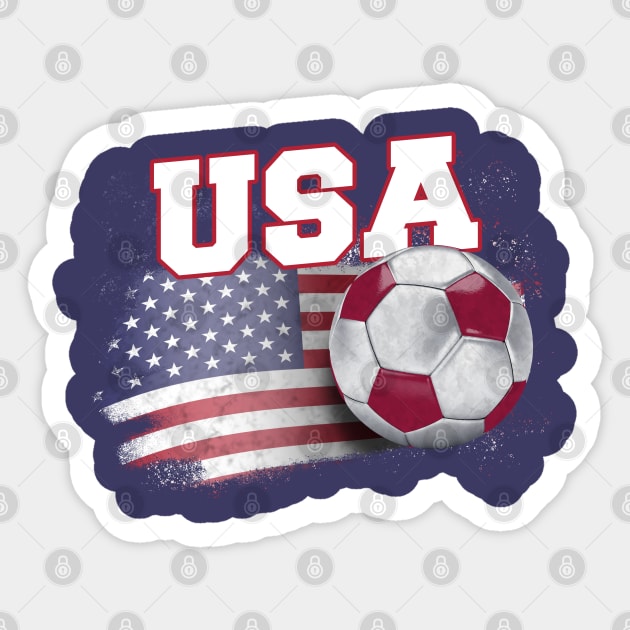 Vintage American Flag USA Soccer Ball Football Sticker by Bunny Prince Design